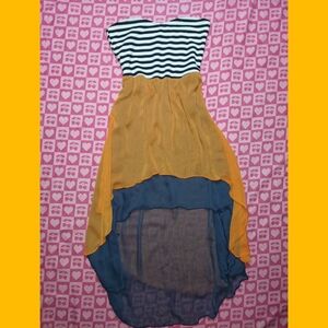 Y2K Cute Flowy Strapless Dress Short in the front